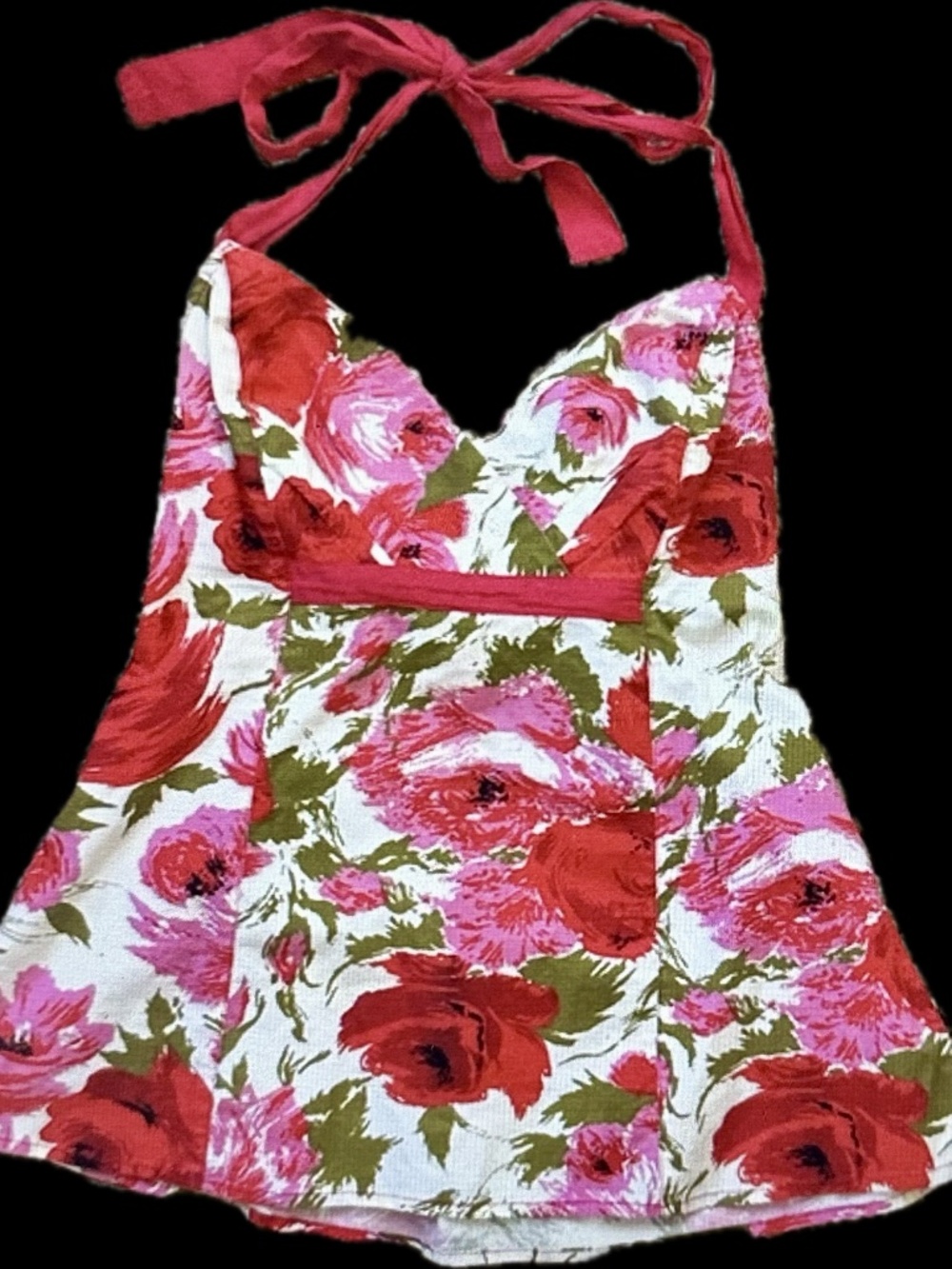 Anthropologie Peplum Halter floral Top